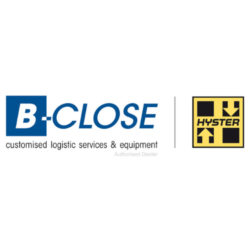 Logo of B-CLOSE, an authorized dealer of Hyster and Aminolabs, with the tagline 