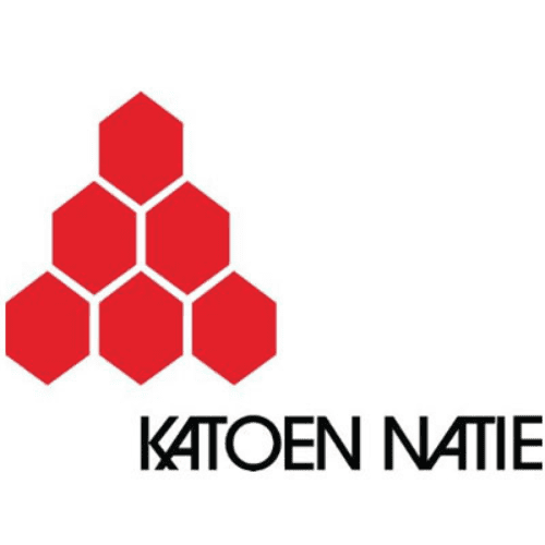 A logo with five red hexagons forming a triangular shape on the left. The words "KATOEN NATIE" are in black capital letters on the right, reminiscent of ISUZU’s attention to bold design. | PBI-OOTB