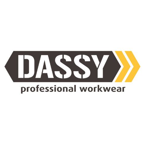 DASSY professional workwear logo. The text 