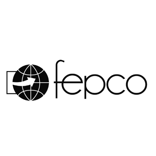 Fepco logo featuring a globe with a right-facing arrow and the text 