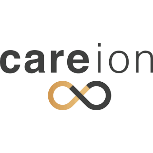 Logo of Careion by Aminolabs featuring the word 'careion' with an infinity symbol below it, half golden and half black, replacing the dot above the letter 'i'. | PBI-OOTB