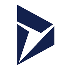 A dark blue geometric logo, reminiscent of PowerBI's sophisticated design, features a stylized triangle with a sharp white center. | PBI-OOTB